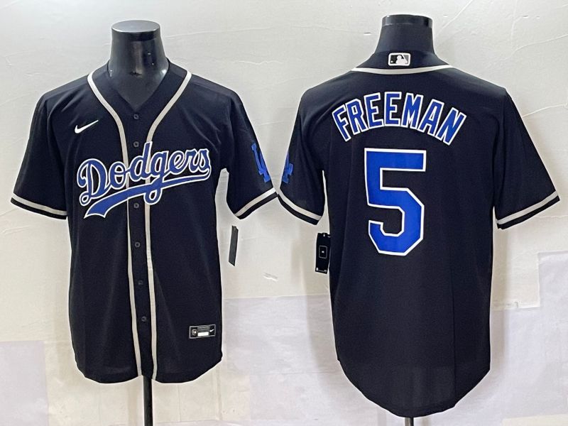 Men 2025 Los Angeles Dodgers 5 Freeman Black Fashion Nike MLB Jersey style 7042